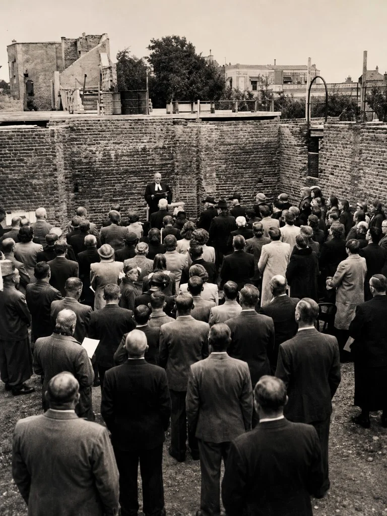 Colocación de la piedra fundacional del templo de Villa Ballester, 1946