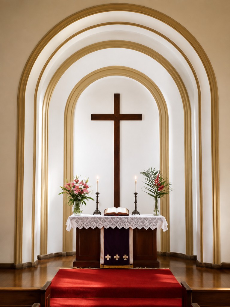 Kapelle — Altar mit Holzkreuz